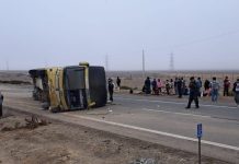 Bus Interprovincial Volcó en las cercanía de Copiapó dejando 15 personas lesionadas