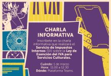 Servicio de Impuestos Internos realizará charla informativa sobre los alcances de la Ley de Exención del IVA para Servicios Culturales