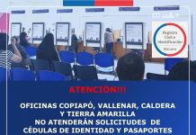 Oficinas del Registro Civil Atacama atenderán parcialmente el lunes 18 de noviembre
