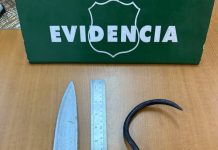 Vallenar: Carabineros detiene a sujeto armado con garfio metálico y cuchillo en plena vía pública
