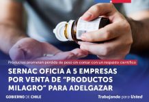 SERNAC OFICIA A 5 EMPRESAS POR VENTA DE “PRODUCTOS MILAGRO” PARA ADELGAZAR