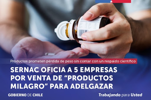 SERNAC OFICIA A 5 EMPRESAS POR VENTA DE “PRODUCTOS MILAGRO” PARA ADELGAZAR