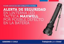 SERNAC EMITE ALERTA DE SEGURIDAD POR LINTERNA LED TÁCTICA MARCA MAXWELL
